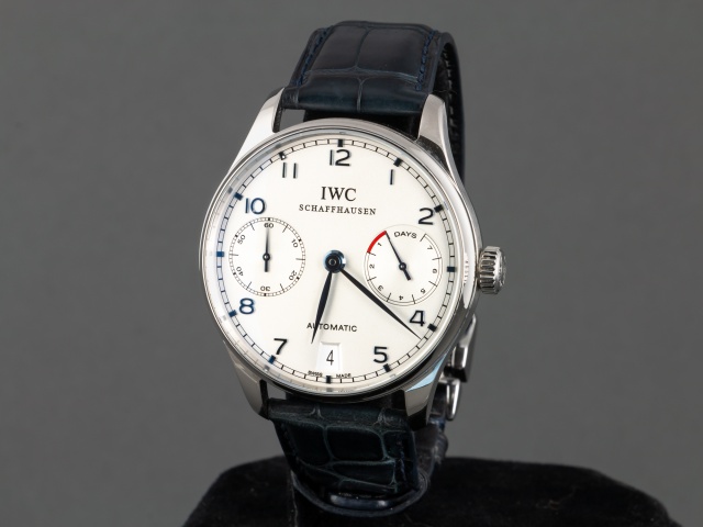 SÅLD - IWC Portuguese Automatic 7 Days, Vit/blå, Mint, Servad 2017